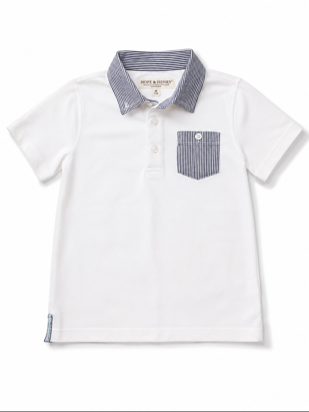 Hope & Henry White Polo Boys Size 7/8 Organic Cotton Shirt